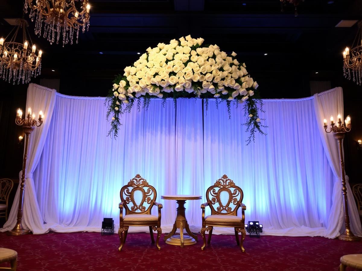 Hochzeitsbühne mit Blumen