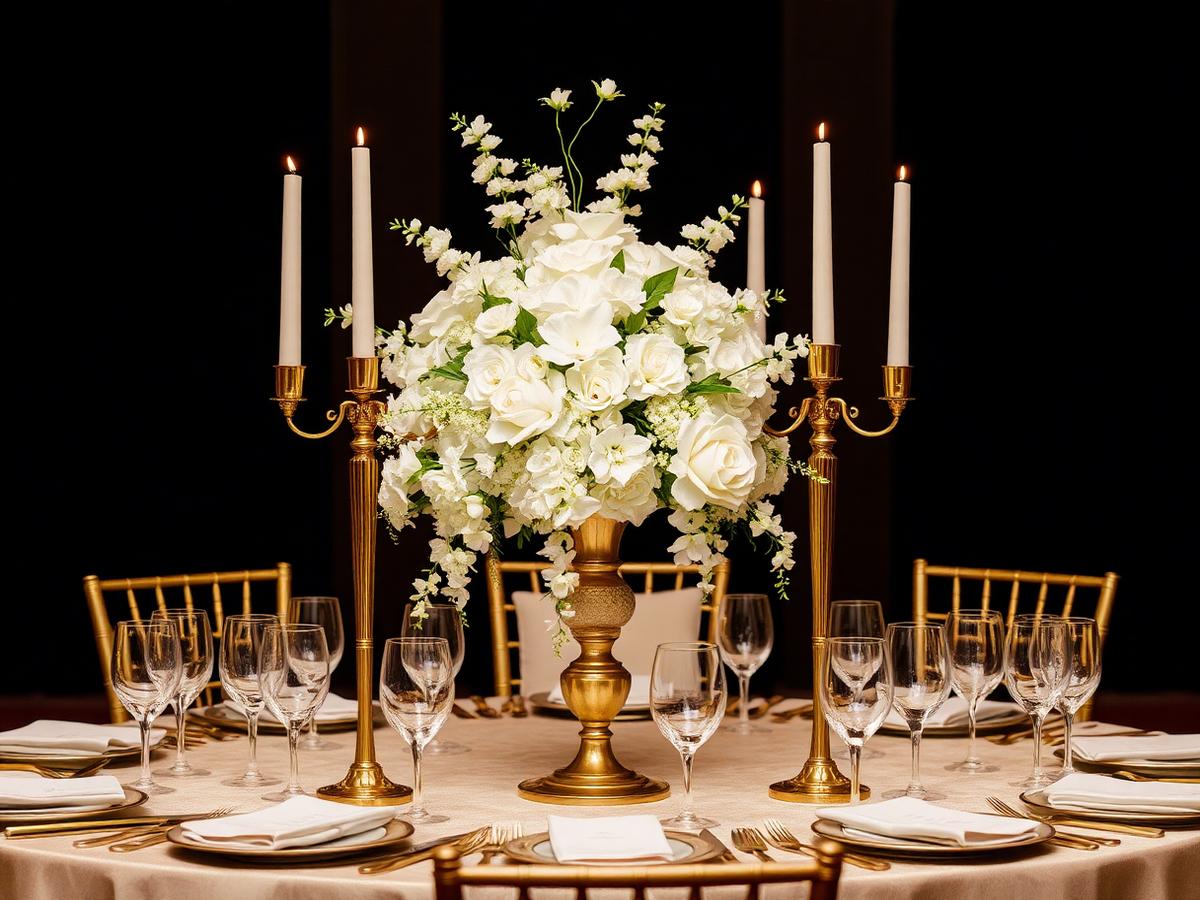 Elegante Tischdekoration mit goldenen Akzenten